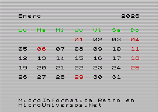 Calendario 2026